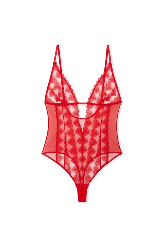 Heart Embroidery Bodysuit;${refinementColor}