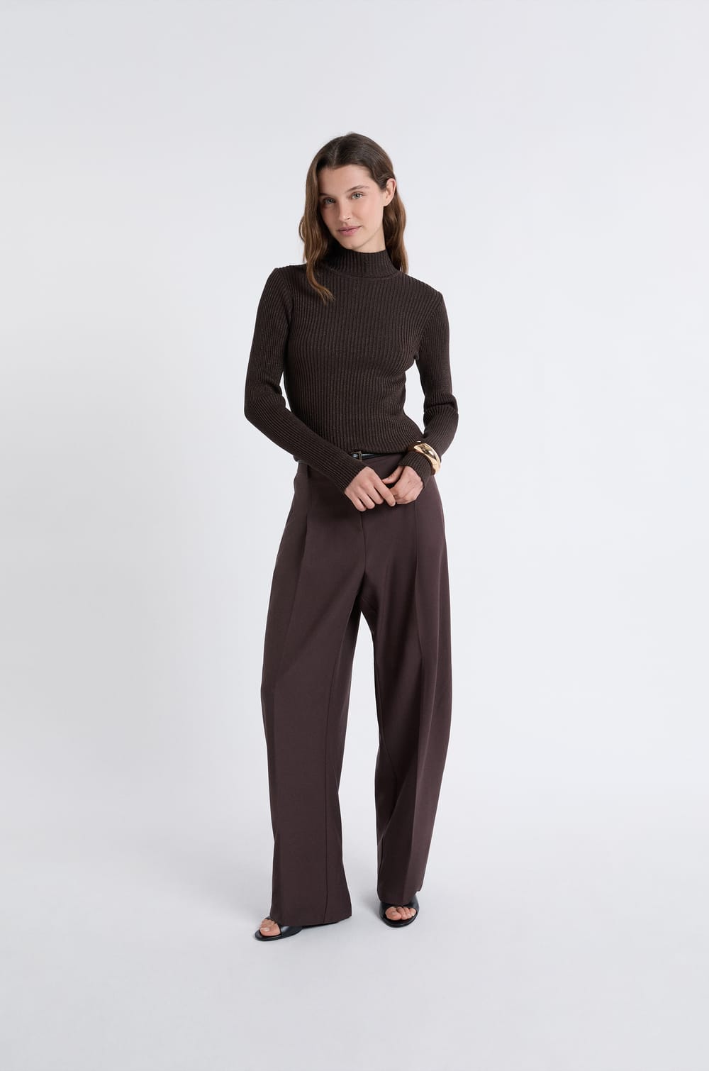 Iridescent Knit Sweater With High Collar;${refinementColor}