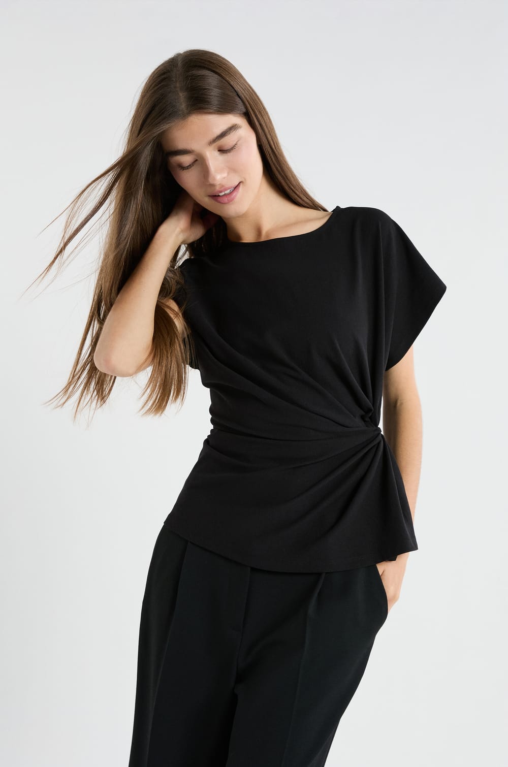 T-shirt manches courtes noué;${refinementColor}