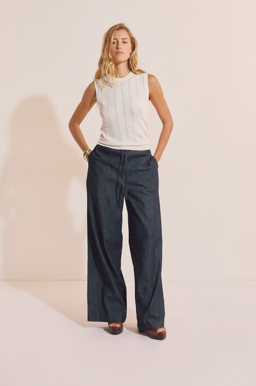 Pantalon &eacute;lastiqu&eacute; en coton;${refinementColor}
