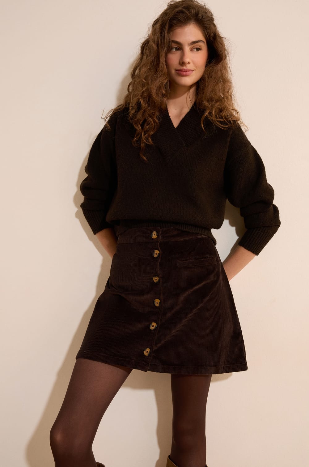 Jupe courte en coton;${refinementColor}