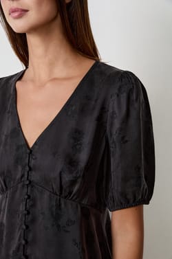 3/4 Sleeve Shirt with Floral Patterns;${refinementColor}