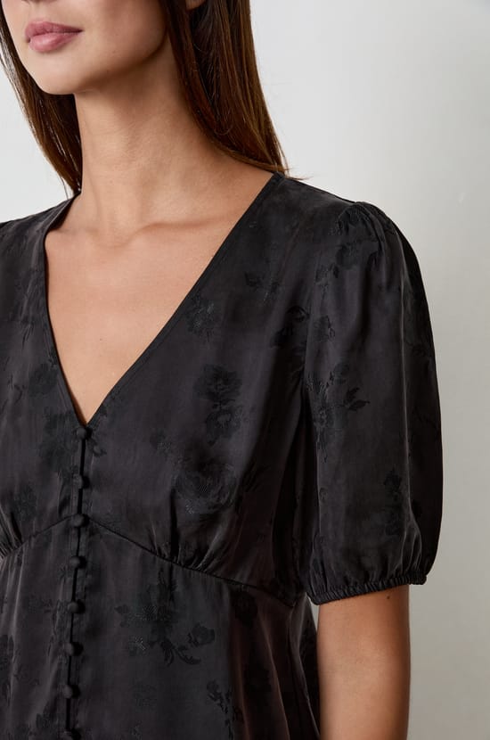 3/4 Sleeve Shirt with Floral Patterns;${refinementColor}
