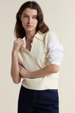 Pull col polo sans manches;${refinementColor}