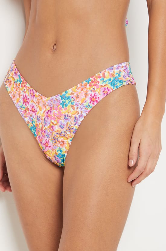 Brazilian High-Leg Floral Bikini Bottom;${refinementColor}