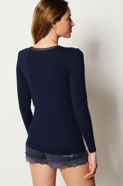 Long Sleeve Thermal Knit T-Shirt;${refinementColor}