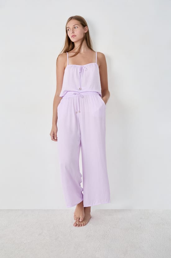 Wide-leg 7/8 satin trousers;${refinementColor}