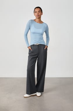 Long-sleeved boat neck T-shirt with cashmere;${refinementColor}