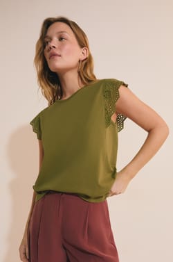 Camiseta de algod&oacute;n con detalles bordados;${refinementColor}