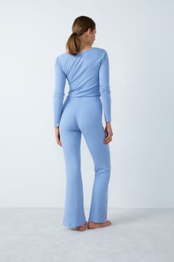 Ausgestellte Pyjama-Hose mit Rippenmuster und Pailletten;${refinementColor}