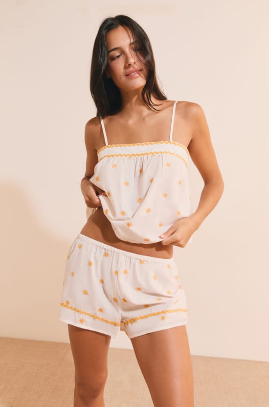 Short avec motifs soleil en coton;${refinementColor}