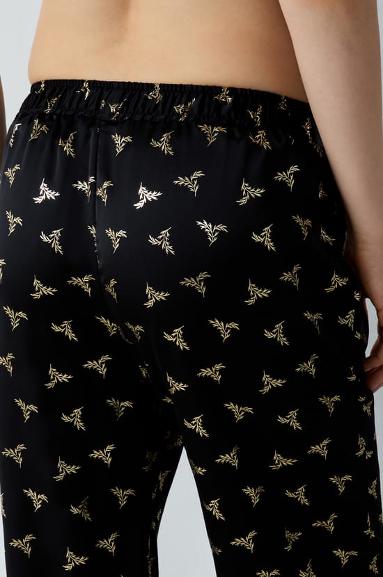 Satin pyjama trousers with patterns;${refinementColor}