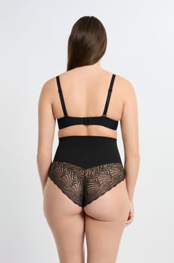 Culotte gainante taille haute détails dentelle - Maintien médium;${refinementColor}