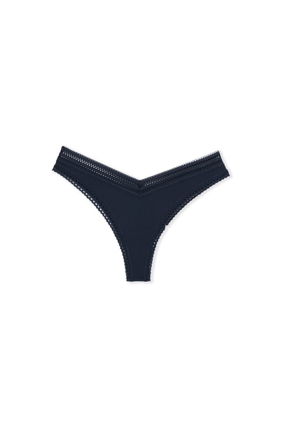 V-shape Tanga in Microfibre and Lace;${refinementColor}
