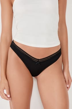 V-shape Tanga in Microfibre and Lace;${refinementColor}