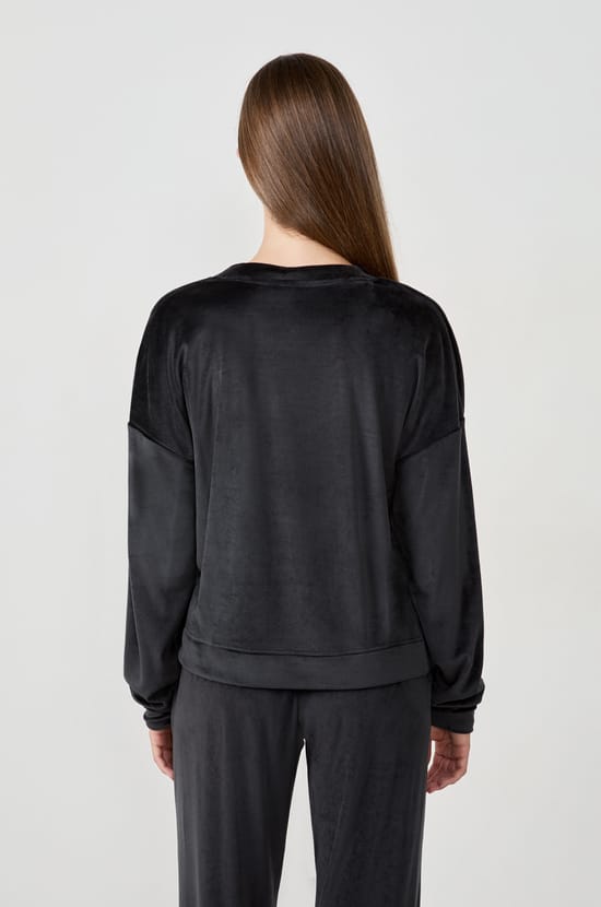 Velvet pyjama sweatshirt;${refinementColor}