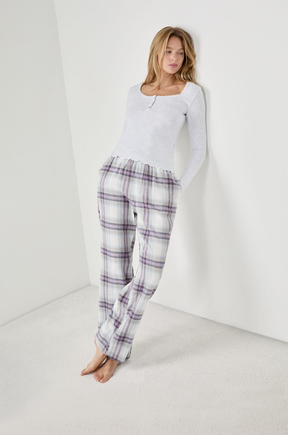 Checkered Pajama Pants;${refinementColor}