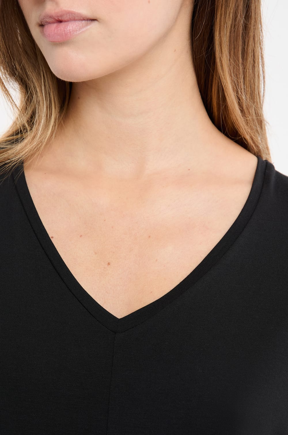 Top de manga corta liso de modal;${refinementColor}