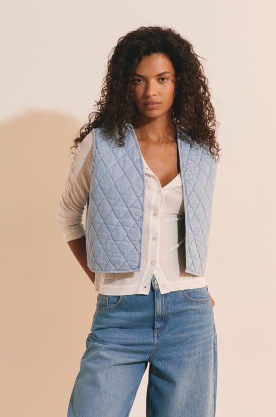 Gilet sans manches en coton;${refinementColor}