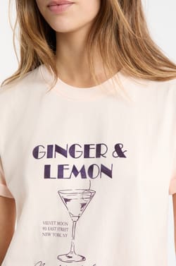 T-shirt de pyjama en coton avec illustration “mocktail”;${refinementColor}