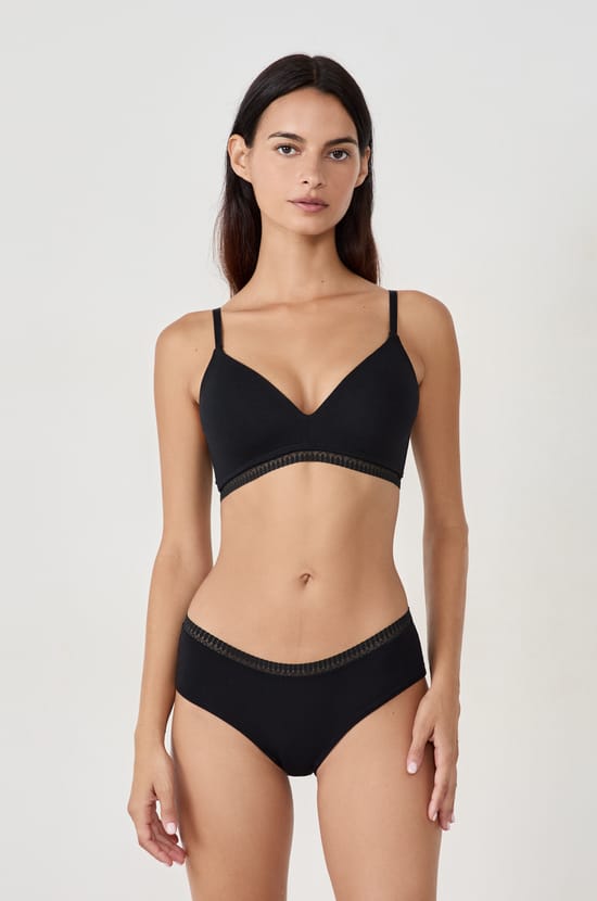 Soutien-gorge sans armatures coques fines en coton;${refinementColor}