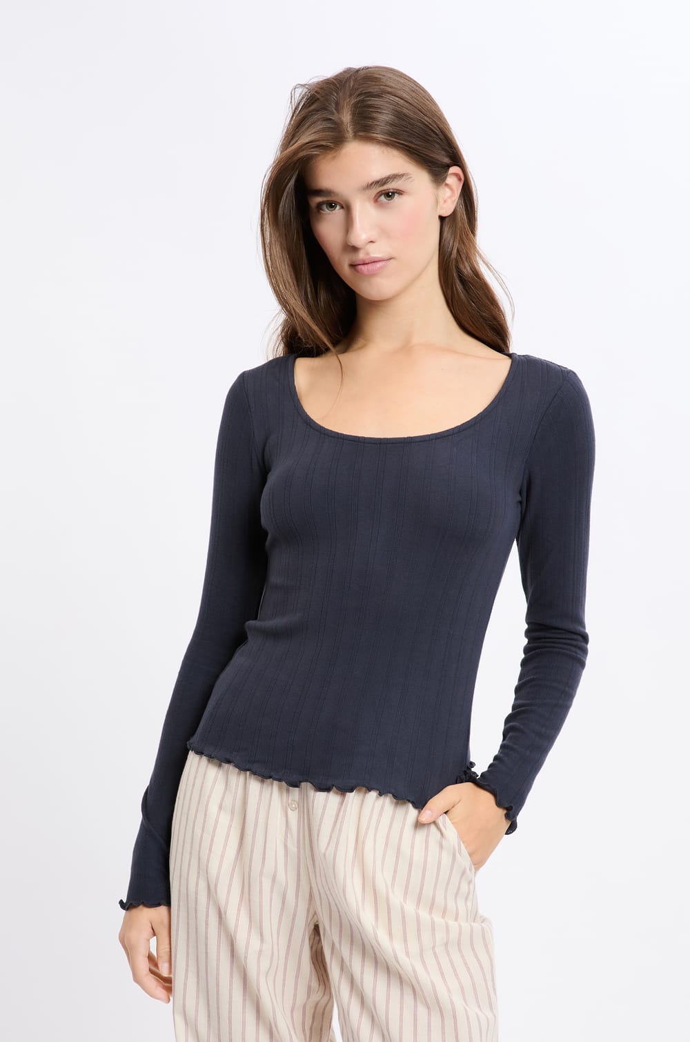 Playera pijama de mana larga;${refinementColor}