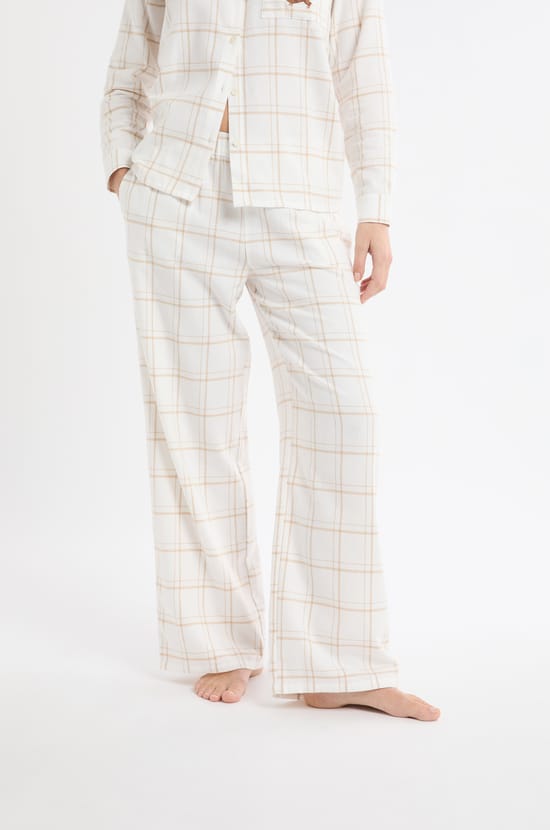 Pantalon de pyjama à carreaux en coton;${refinementColor}