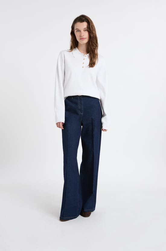 Pull col polo avec boutons dor&eacute;s;${refinementColor}