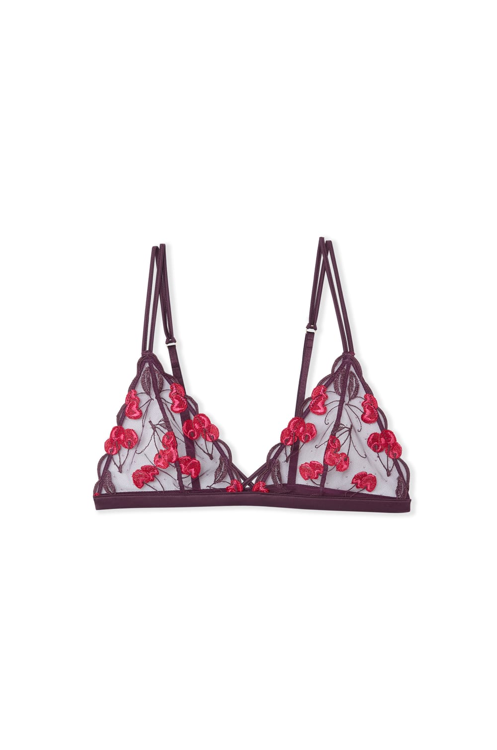 Sujetador triangular con estampado de cerezas;${refinementColor}
