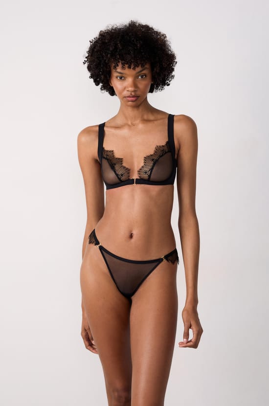 Thong in Tulle with Lace Details;${refinementColor}