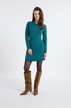 Robe manches longues avec boutons dor&eacute;s;${refinementColor}