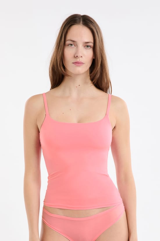 Microfiber Top with Integrated Bralette;${refinementColor}
