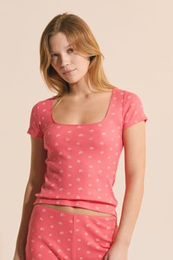 Bawełniana koszulka piżamowa z kr&oacute;tkim rękawem;${refinementColor}