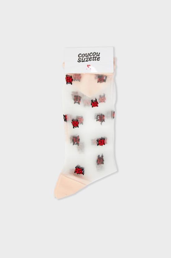 Chaussettes transparentes à motifs coccinelles Coucou Suzette;${refinementColor}