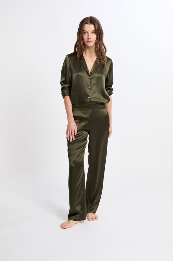 Pantalon de pyjama en soie;${refinementColor}
