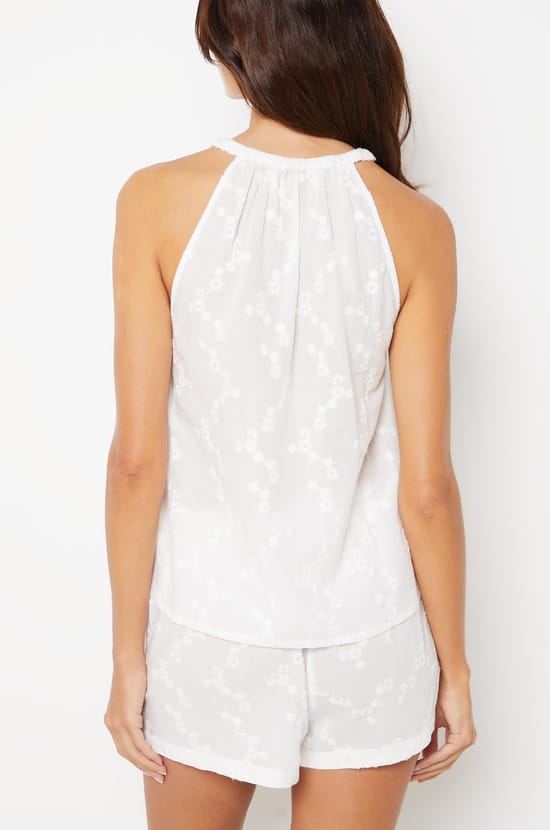 Embroidered Cotton American Neckline Camisole;${refinementColor}