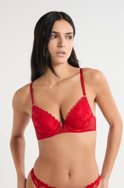 Soutien-gorge N.2 - Push-up plongeant &agrave; broderie c&oelig;urs;${refinementColor}