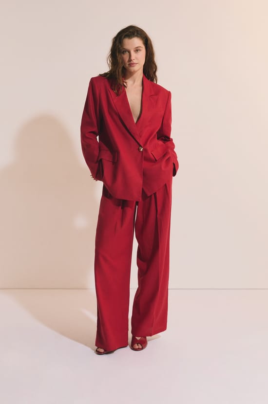 Veste blazer avec lin;${refinementColor}