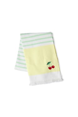 Fouta en coton &agrave; rayures &agrave; motif cerise;${refinementColor}