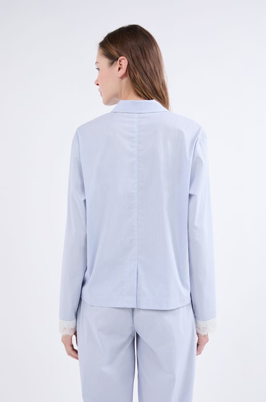 Chemise de pyjama à manches longues à rayures;${refinementColor}