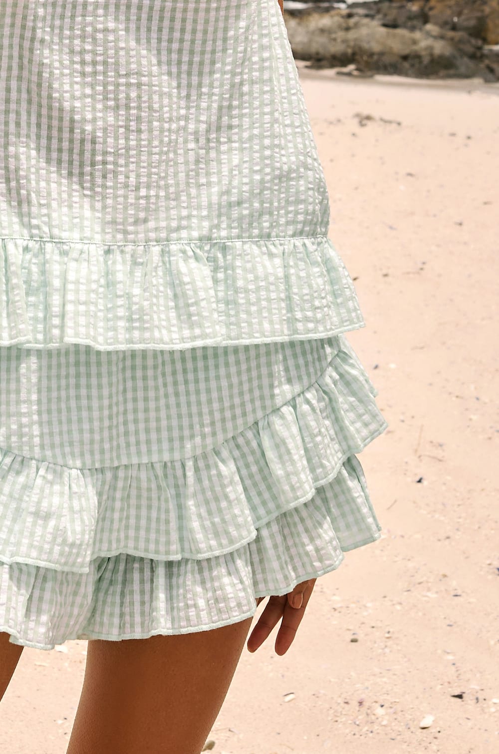 Pantal&oacute;n corto de algod&oacute;n con estampado de cuadros vichy;${refinementColor}