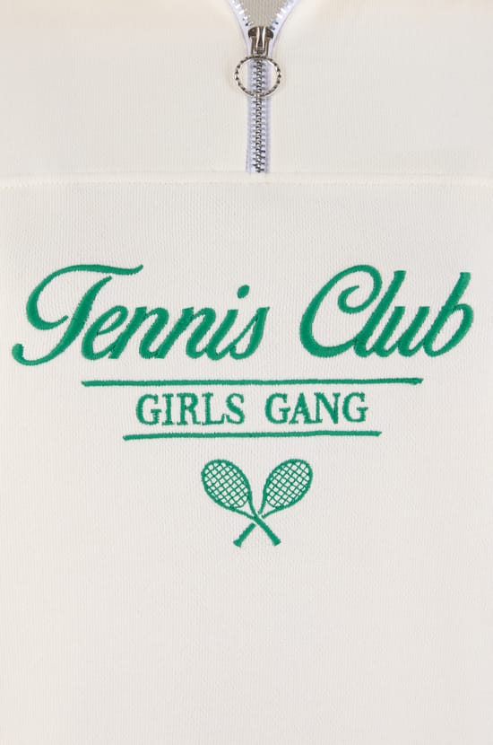 Sweatshirt en coton avec &eacute;criture "tennis club";${refinementColor}