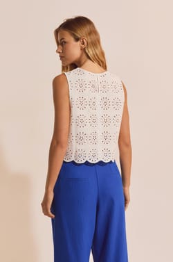 Top avec broderie en coton;${refinementColor}