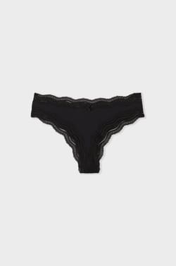 Microfibre Tanga with Lace Edges;${refinementColor}