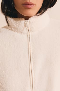 Oversize Fleece-Jacke mit hohem Kragen und Kordelzug;${refinementColor}