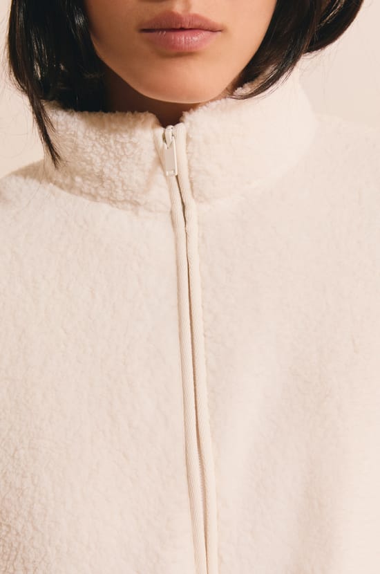 Oversize Fleece-Jacke mit hohem Kragen und Kordelzug;${refinementColor}