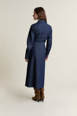 Lange katoenen jurk met overslag;${refinementColor}