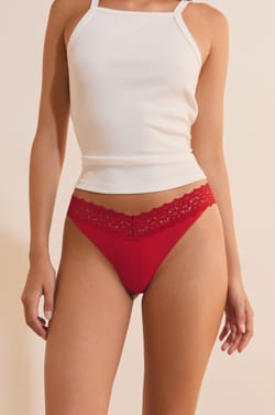 Microfibre and Lace Tanga;${refinementColor}