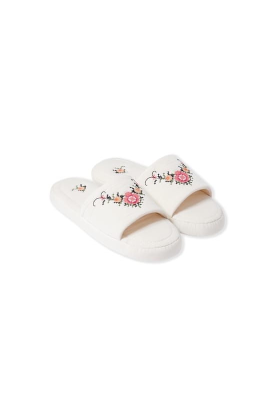 Chaussons tongs en coton &agrave; motif floral;${refinementColor}