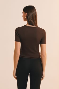 T-shirt manches courtes avec coton modal;${refinementColor}